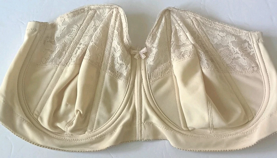 Goddess Lace Strapless Bra Underwire Size 40DD Beige Style #389 Vintage Boning - Image 2 of 4