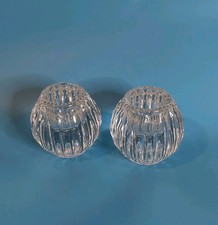Pair Block Hand Cut Crystal Votives or Pillar