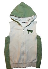 NEBBATI Kids Hooded Zip Vest Green White Skateboard Graphic Sleeveless Size 8A