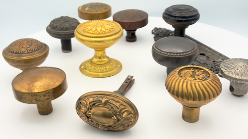 Antique Mixed Lot of 11 Bronze Brass Iron Ornate Door Knobs Art Nouveau Eastlake - Video 1 of 1