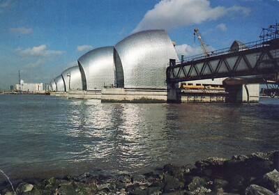 ENGLAND POSTKARTE London Themse Hochwassersperre Staudamm GLC Greater London Council