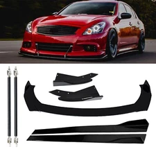 Front Bumper Lip Spoiler Splitter Side Skirt For INFINITI G37 Q50 Glossy Black
