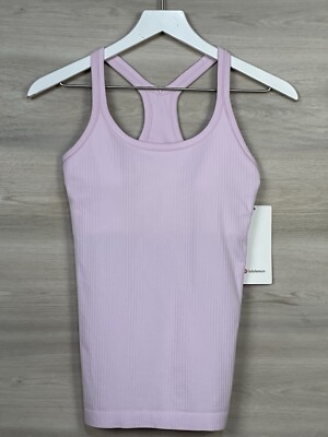 Lululemon Ebb To Street Tank w/ Built In Bra Size 8 B/C Meadowsweet Pink 02631