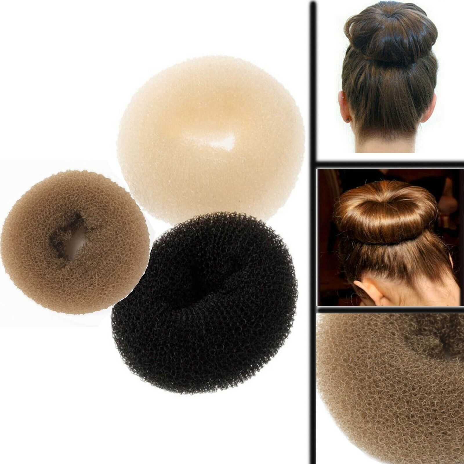 Hair Donut Bun Maker Doughnut Ring Shaper Styler Up Magic Roll Foam Sponge  Mesh | eBay