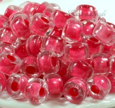 Pony, Roller Beads, 9mm, 3.5mm Hole, Crystal w/Pink Lining, Czech, 20 Pcs, 151