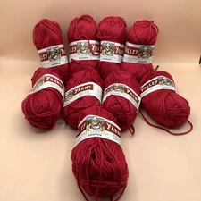 Valley Yarns Lot Of 9 Red Yarns Each Approx 92 Yards 