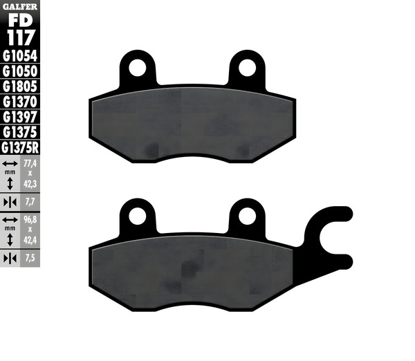 BremsbeläGe Set Galfer 2X FD117G1050 Semi-Metall Scooter Vorne, 7,5Mm FüR Suzuki-image
