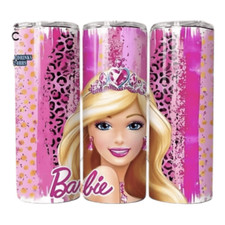 Stainless Steel Pink Barbie Doll 8.25 Tall Skinny 20oz Tumbler Drink Cup