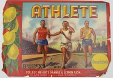 Athlete College Heights Brogex San Antonio Fruit Assn LA Sunkist CA Crate Label