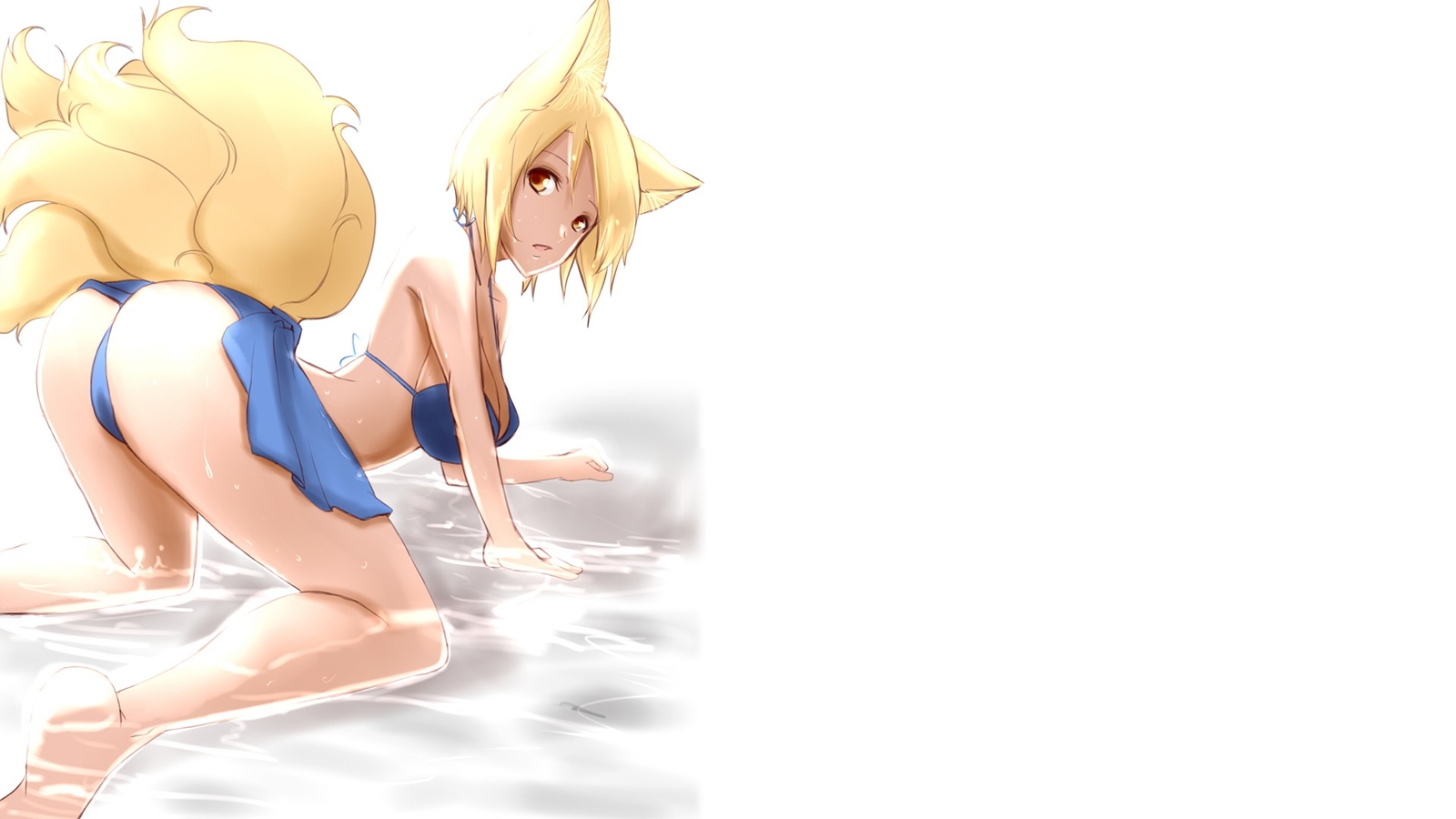 Anime yakumo ran looking at viewer big  fox girl Playmat Gaming Mat Desk