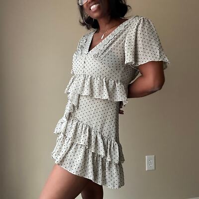 blue polka dot ruffle dress Blue & Orange Polka Dot Ruffle Dress main image 1