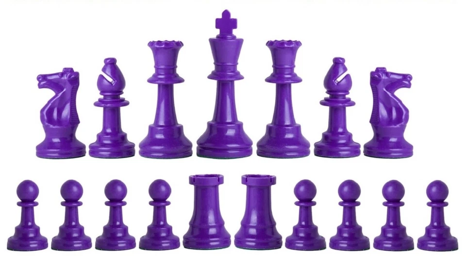 Juego de ajedrez de triple peso de lujo - Piezas y bolsa de tablero de vinilo - Negro púrpura Foto 3 de 4