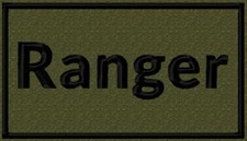 Patch "Ranger" mit schwarzer Schrift auf Oliven Hintergrund