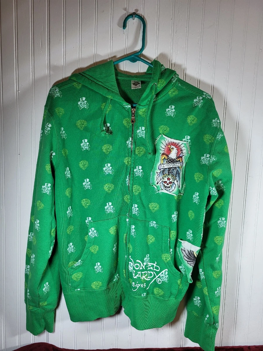 Green ed hardy hoodie sales