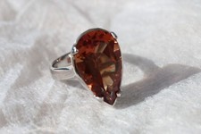 Turkish Handmade Jewelry Drop Shape Zultanite 925 Sterling Silver Ring Size 7