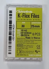 Kerr Sybron Endo Dental Size 30 25mm Stainless Steel K-FLEX file 6-file per box 