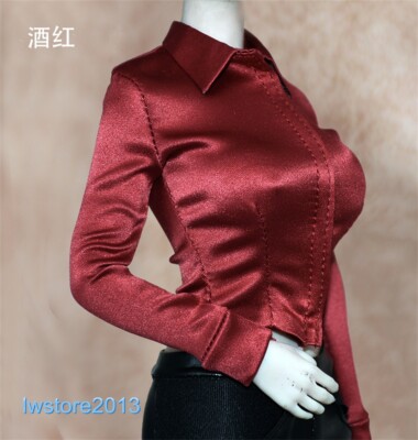 1:6 Wine Red Silk Shirt Tops Clothes For 12inch Female PH TBL JO Figure Body Toy