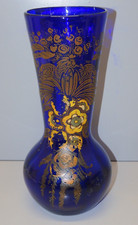 -VASE LEGRAS BLEU NUIT décor Peint et Emaillé émail & peinture avec usure   D