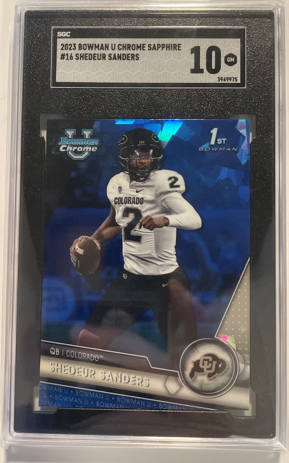 2023 Bowman University Chrome Sapphire Shedeur Sanders Gem Mt SGC 10 SP Colorado