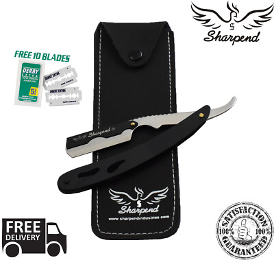 Professional Barber Hair Shaving Razor Straight Knife Navaja With Free 10 Blade