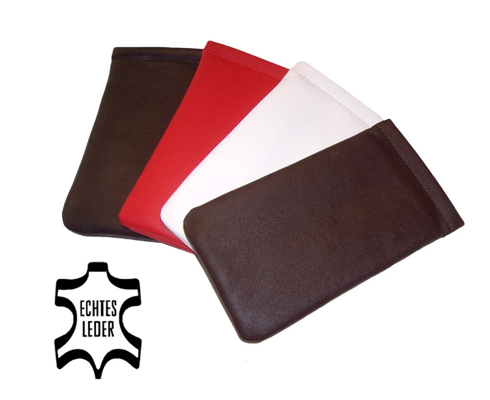 LEDERARTIKEL24 Glasses Case Slip Case GENUINE LEATHER Sheep Nappa Spring Click Spring Snap Closure