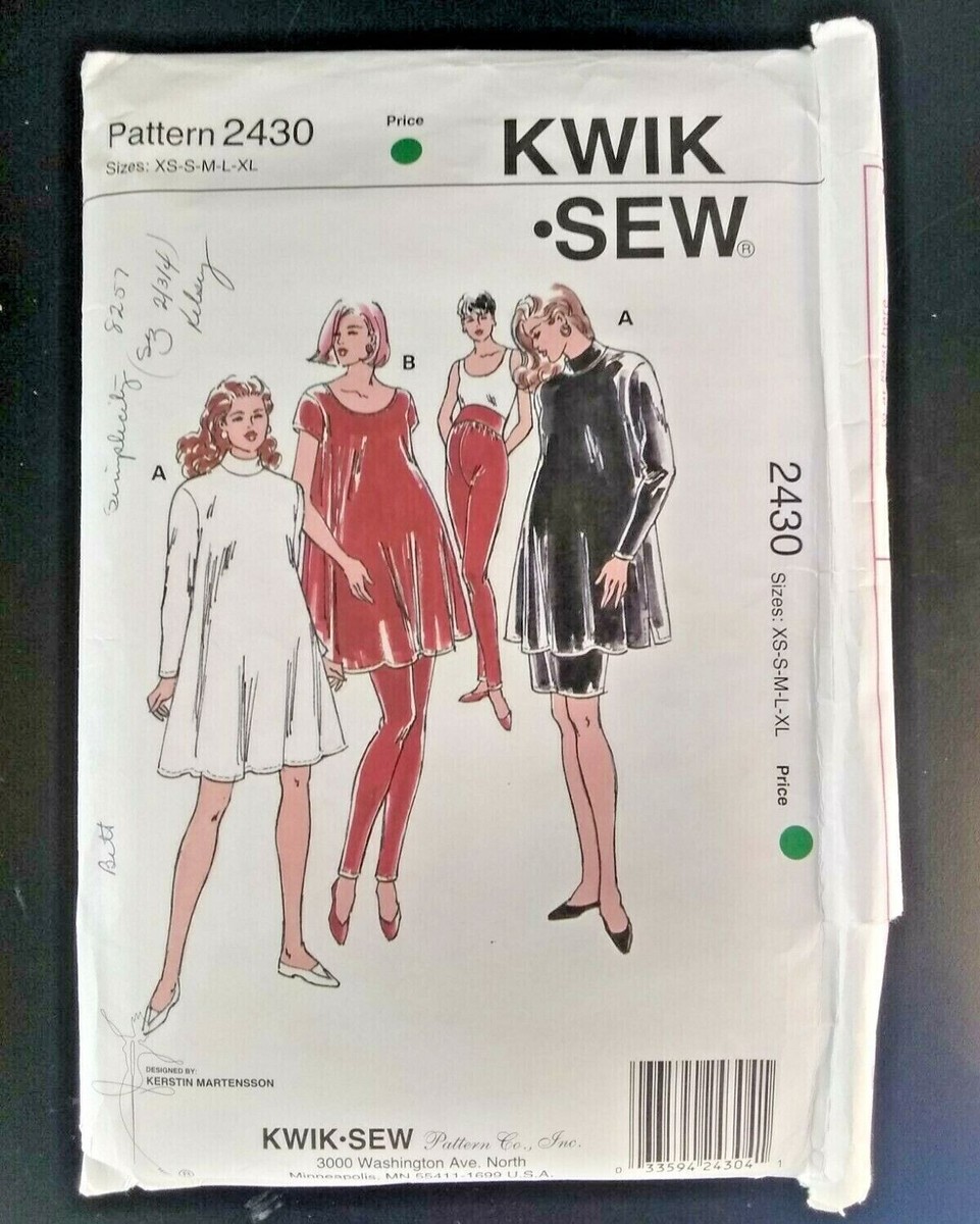Kwik Sew Pattern 2430 Ladies Maternity Dresses Tunics Pants Skirt