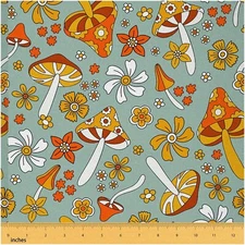Retro Blooms: Vibrant 60s 70s Flower Power Fabric for Uphol
