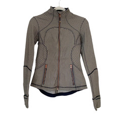 Lululemon Forme Jacket Il Textured Pine Stripe Inkwell Mojave Tan Full Zip Sz 4