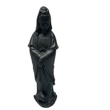 Serene Buddah female graphite sculpture figure Chinese goddess Indian art