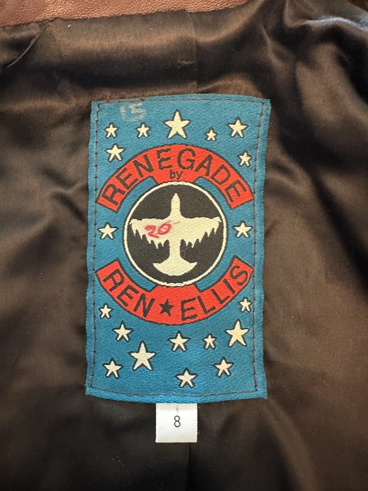 Renegade by Ren Ellis Vintage Handcrafted Zip Up Suede Leather Jacket Size 8 - Image 3 of 4