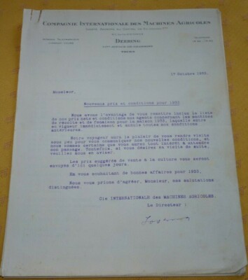 Post Landmaschinen Deering Tours Neue Preise und Konditionen für 1933