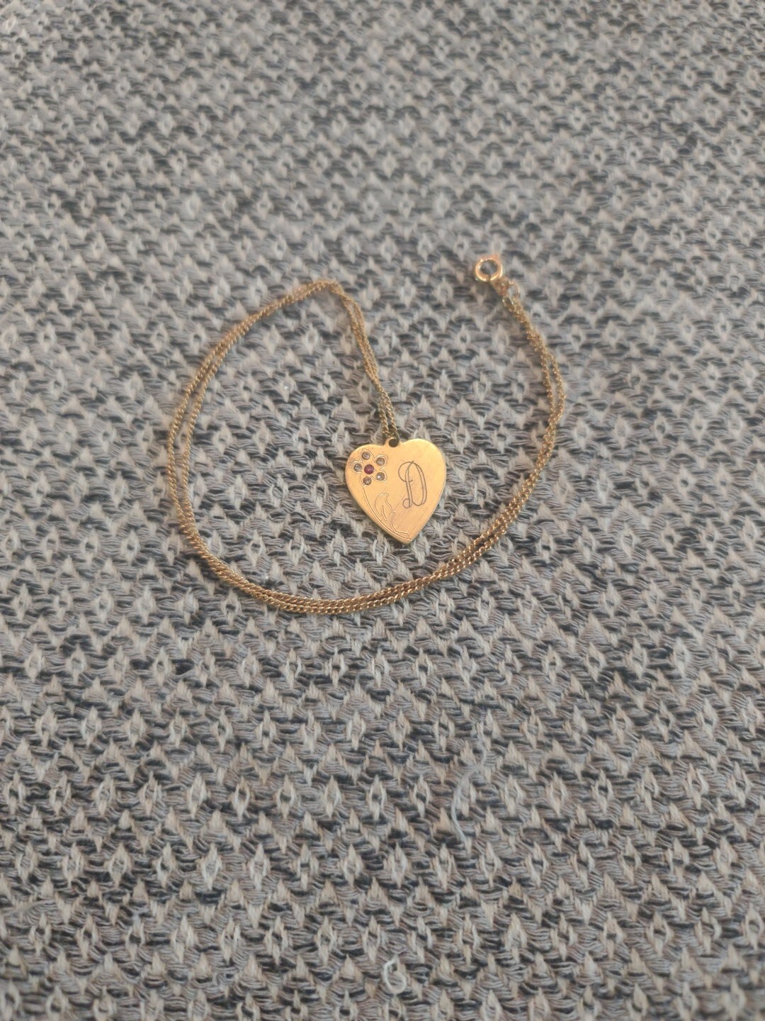 Personalized Engraved Heart Initial D Necklace wi… - image 1