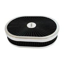 12″ Oval Air Cleaner Set Super Flow – Chrome/Black Hot Rod Chevy Ford Mopar