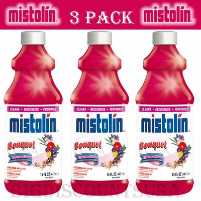Mistolin 3 Pac General All Purpose Cleaning Solution Kit Bouquet Scent 15 fl oz