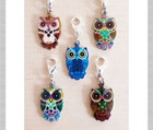 5 x Emaillierte Eulen Anhänger mit Karabiner ♥ Schmuckherstellung Charms Owl
