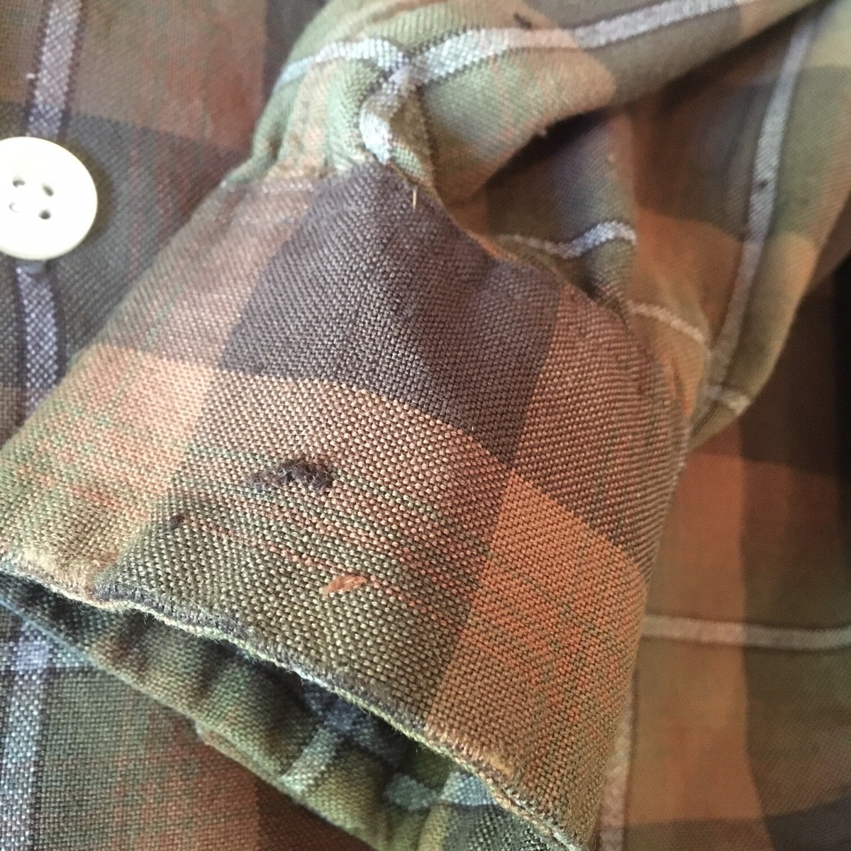 vtg MACY'S Kempton shadow plaid Shirt 1950-60s Rayon Rockabilly