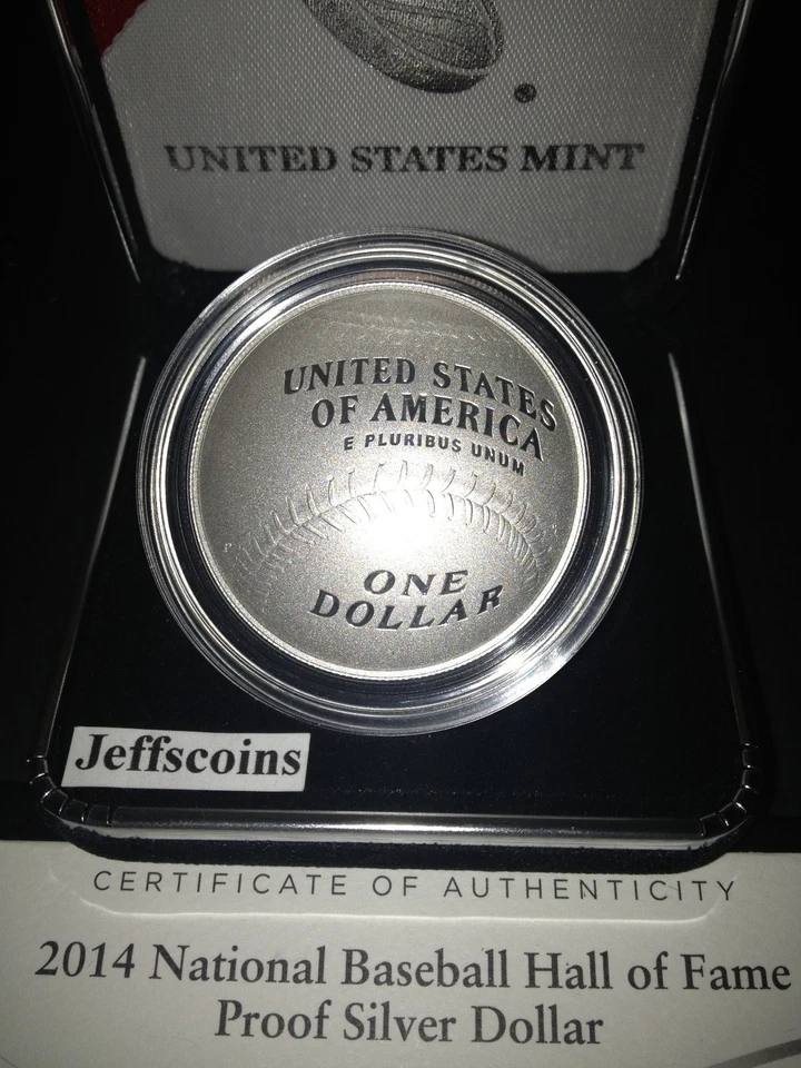 2014 P Baseball Hall of Fame 90% Silver Proof Dollar PR PF US Mint Box COA B33 - Image 2 of 4
