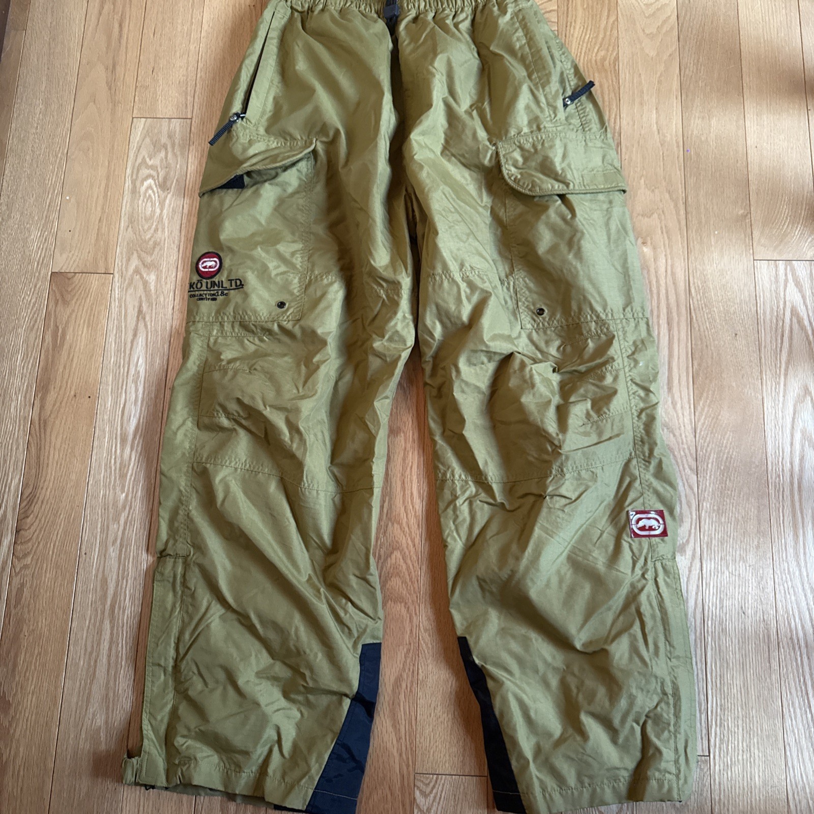 Ecko Vintage Y2K Yellow Baggy Parachute Pants Medium Elastic Waist