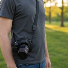 Adjustable Camera Strap in Classic Black with Quick Release Buckles