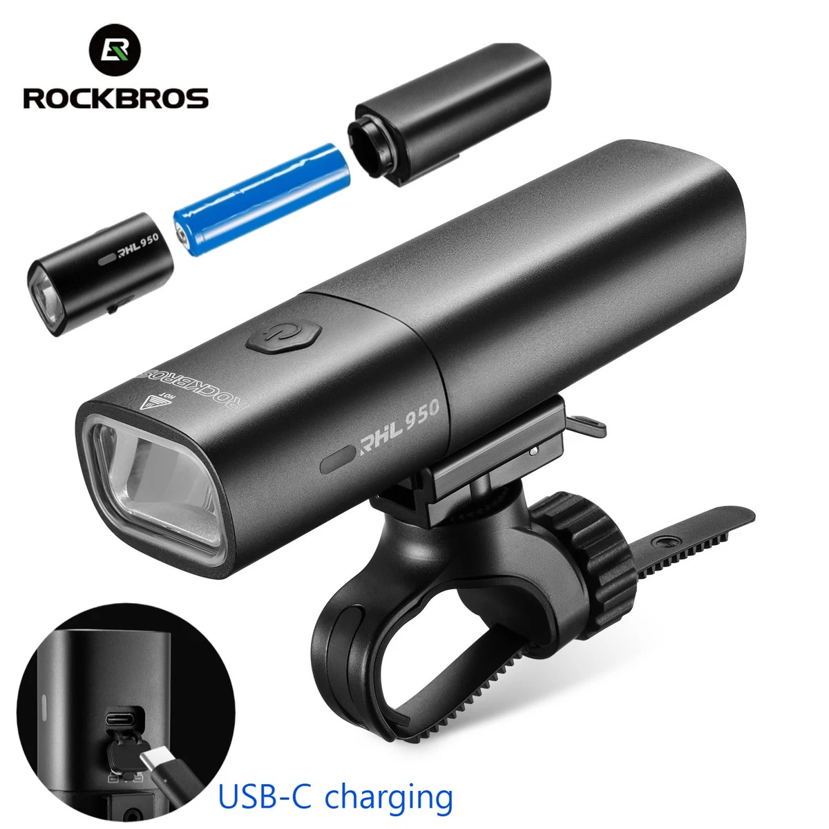 ROCKBROS Bicycle Night Riding Headlights Strong Light and Replaceable Battery