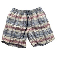 Tommy Hilfiger Mens Swim Shorts Size XL Multicolor Plaid Swimwear Drawstring