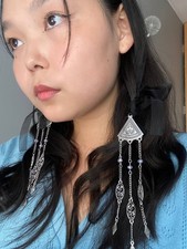 Boho Ethnic Hair Chain Crystal Beads Headpiece Gypsy Tribal Wedding Hair Jewelry