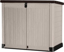 Keter Store It Out Pro Outdoor Garden Furniture Storage Shed Beige with Brown Li