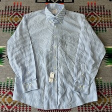 Brooks Brothers Regent Fit Dress Shirt Mens 17 34 35 Blue White Check New B4