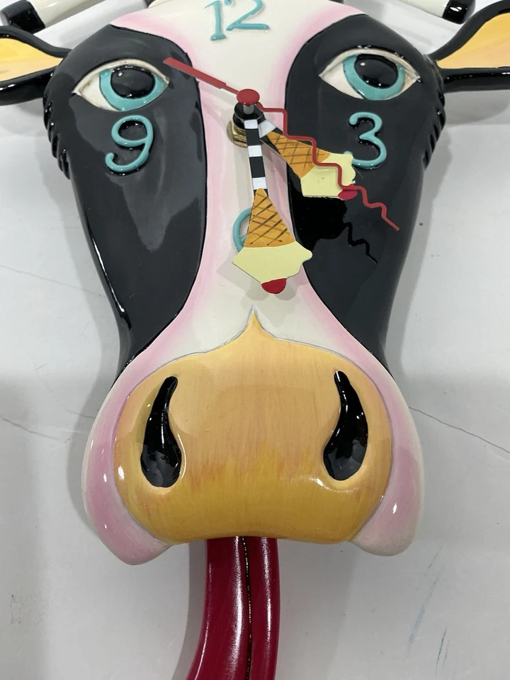RARE Allen Designs Studios Cow Clock Tongue Pendulum AS IS - Tested Works - Image 3 of 4