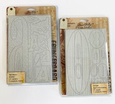 Tim Holtz Set of Harlequin Grungeboard Alphas & Stripes Digits - Lot 4950
