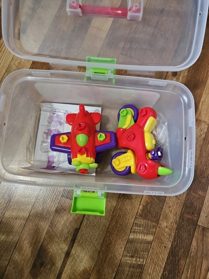 MOTOR WORKS - 3 Vehículos de Juguete - Motocicleta, Avión y Coche de Carreras - Taladro Batería Foto 3 de 4