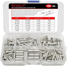 380PCS Non Insulated Butt Connectors Kit Butt Splice Connector Uninsulated Wi...