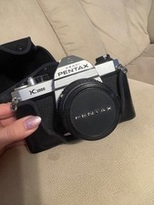 Asahi Pentax K1000 35mm SLR Film Camera Bundle - Takumar 135mm f/2.5 -Case Flash