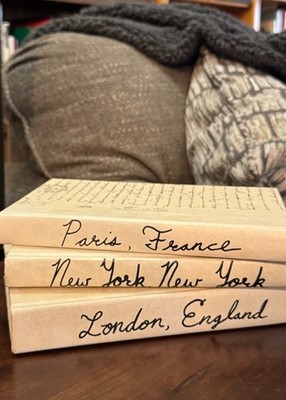 Paris London New York Decorative Book Bundle Neutral Faux Vintage Book Stack